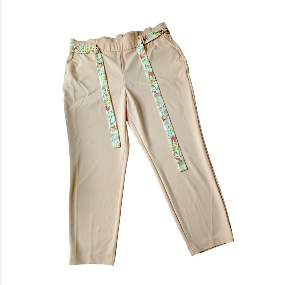 Peach Dress Pants with Ruffled Waist
